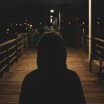 hooded silhouette at night time