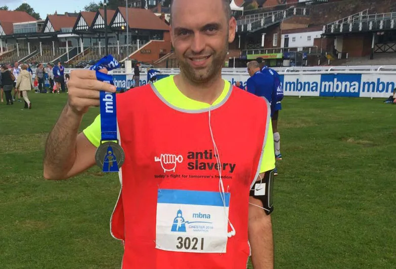 Treble marathon runner for Anti-Slavery International