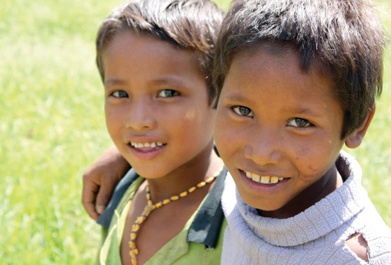 Two Nepalese boys from families affected by bonded labour who can now go to school