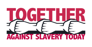 anti-slavery poster saying 'together against slavery today'