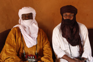 Chief Malick Asma (left) with Ilguilas Weila of Timidria, an anti-slavery NGO based in Niger.
