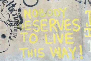 Unaccompanied children graffiti in Calais