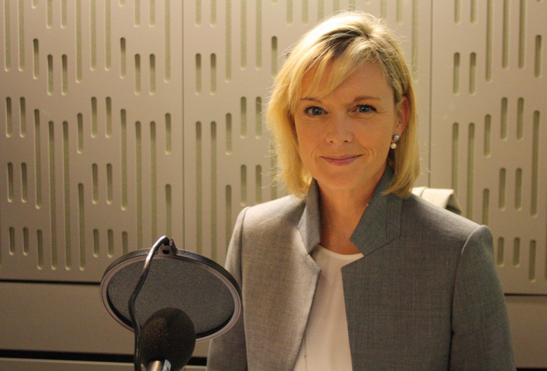 Julie Etchingham in recording studio