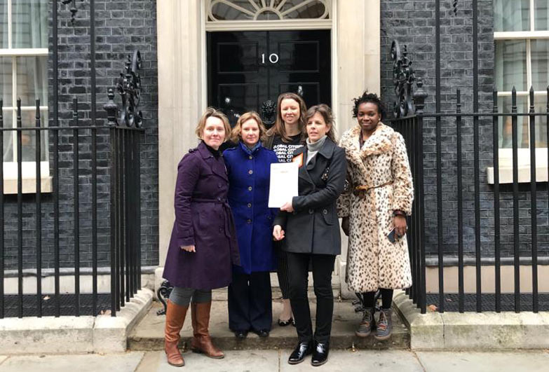 Protect not Nedglect petition hand in outside number 10 downing street