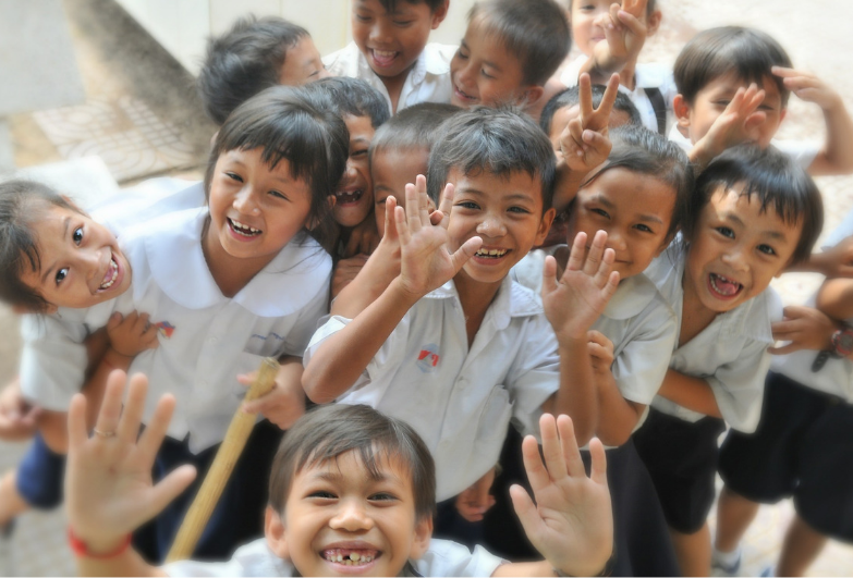 happy school children