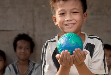 Child with globe
