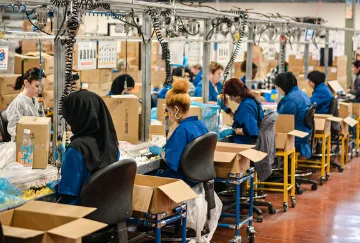 Workers in a textile factory