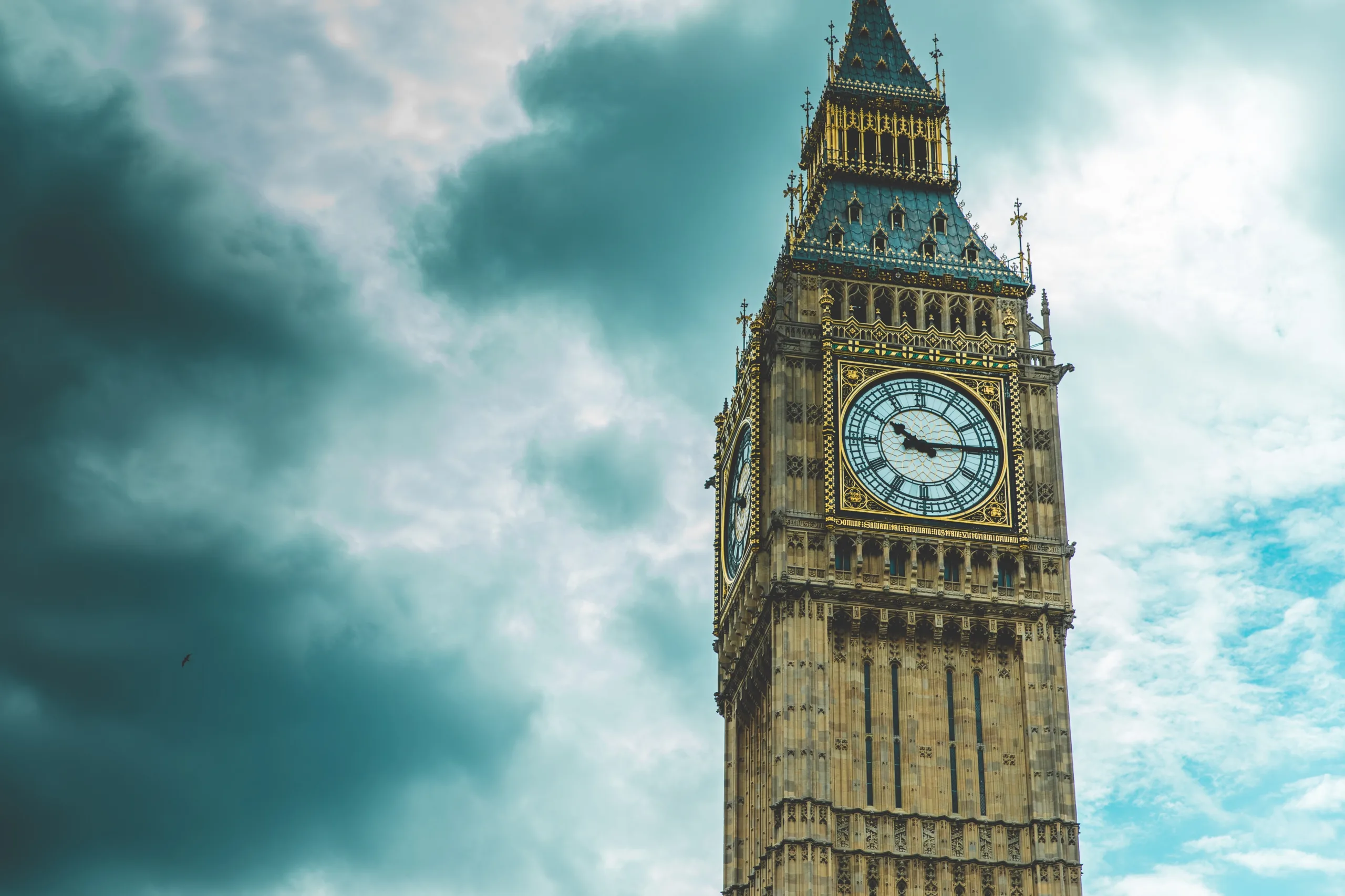 The Elizabeth Tower (also known as Big Ben) in a moody photo