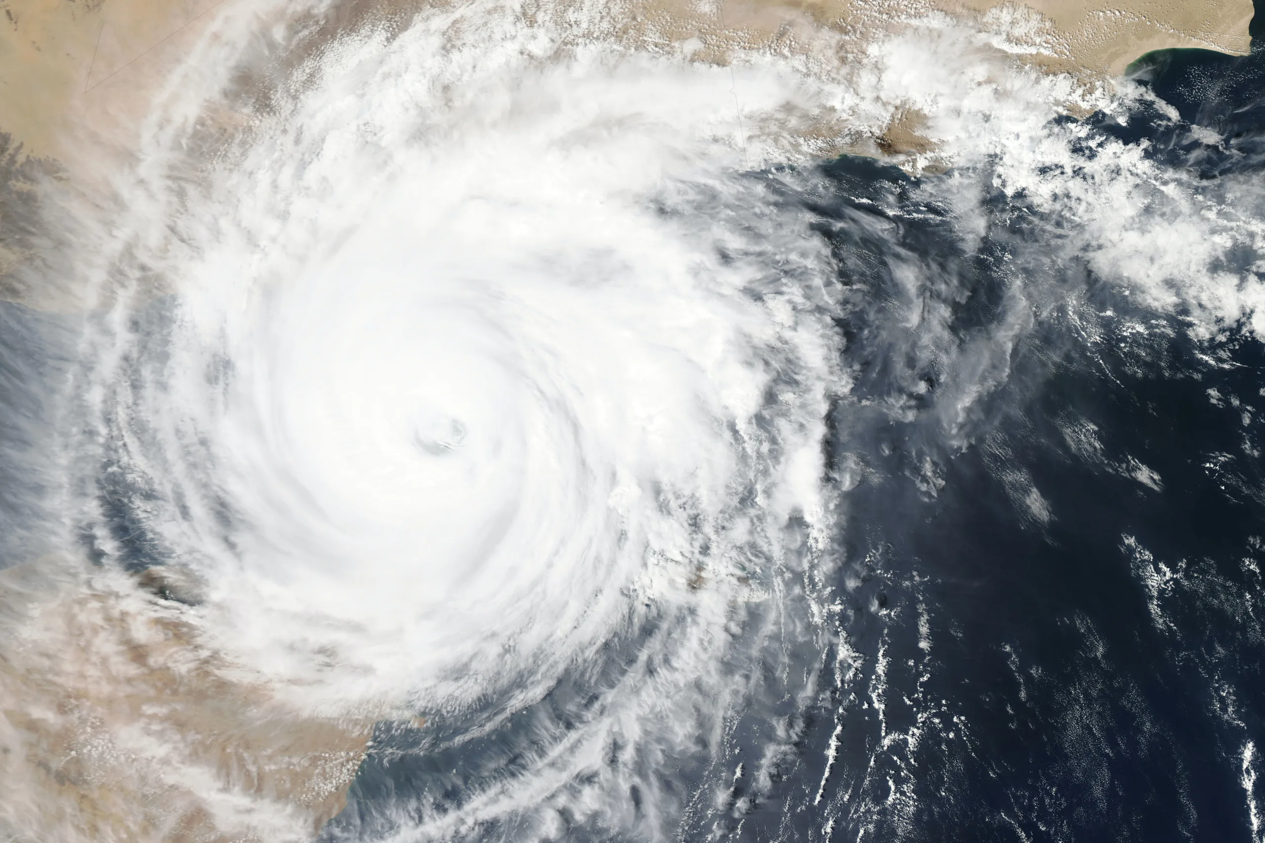 Satellite image showing a hurricane