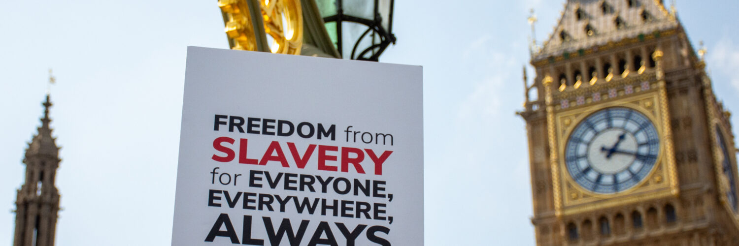 Anti-Slavery poster in front of Big Ben