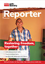 Cover for the Spring 2023 edition, featuring a smiling man and the headline Restoring Freedom, Together.