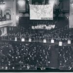 Black and white photo showing a packed hall of anti-slavery campaigners in Hull, around 1928.