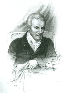 Sketched black and white portrait of William Wilberforce