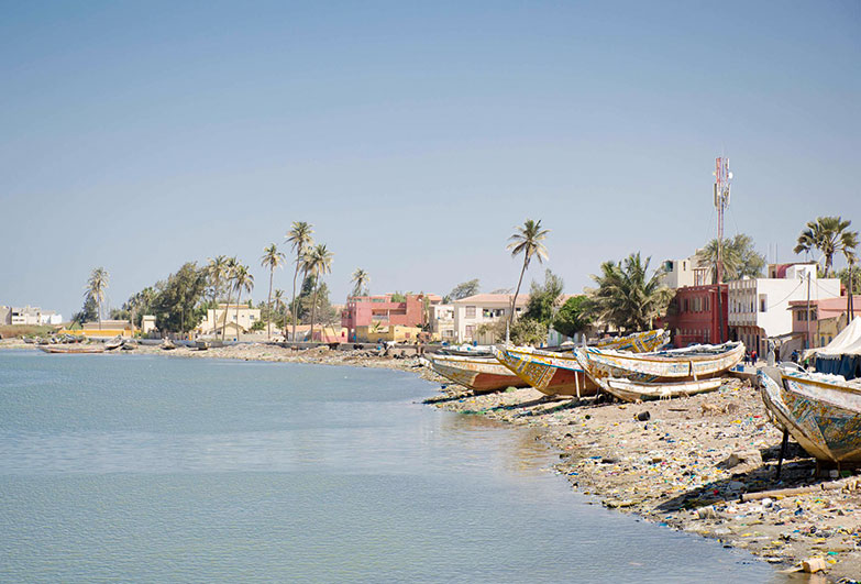 Fishing boats on the shore in West Africa