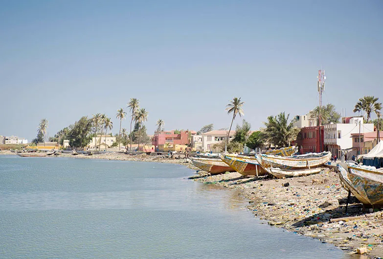 Fishing boats on the shore in Senegal