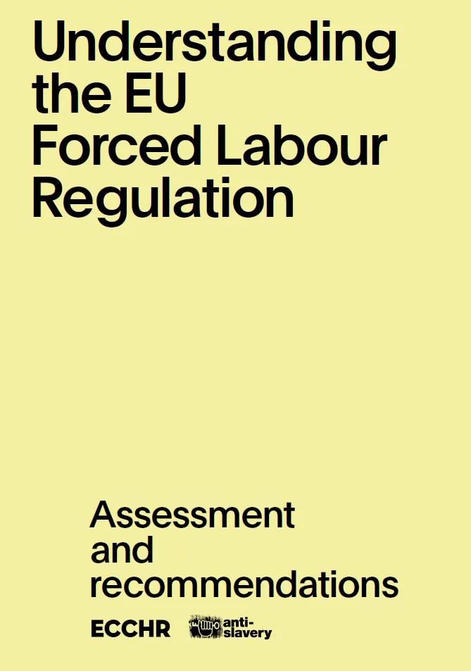 Cover of an analysis paper. Text that reads: "Understanding the EU Forced Labour Regulation. Assessment and recommendations."