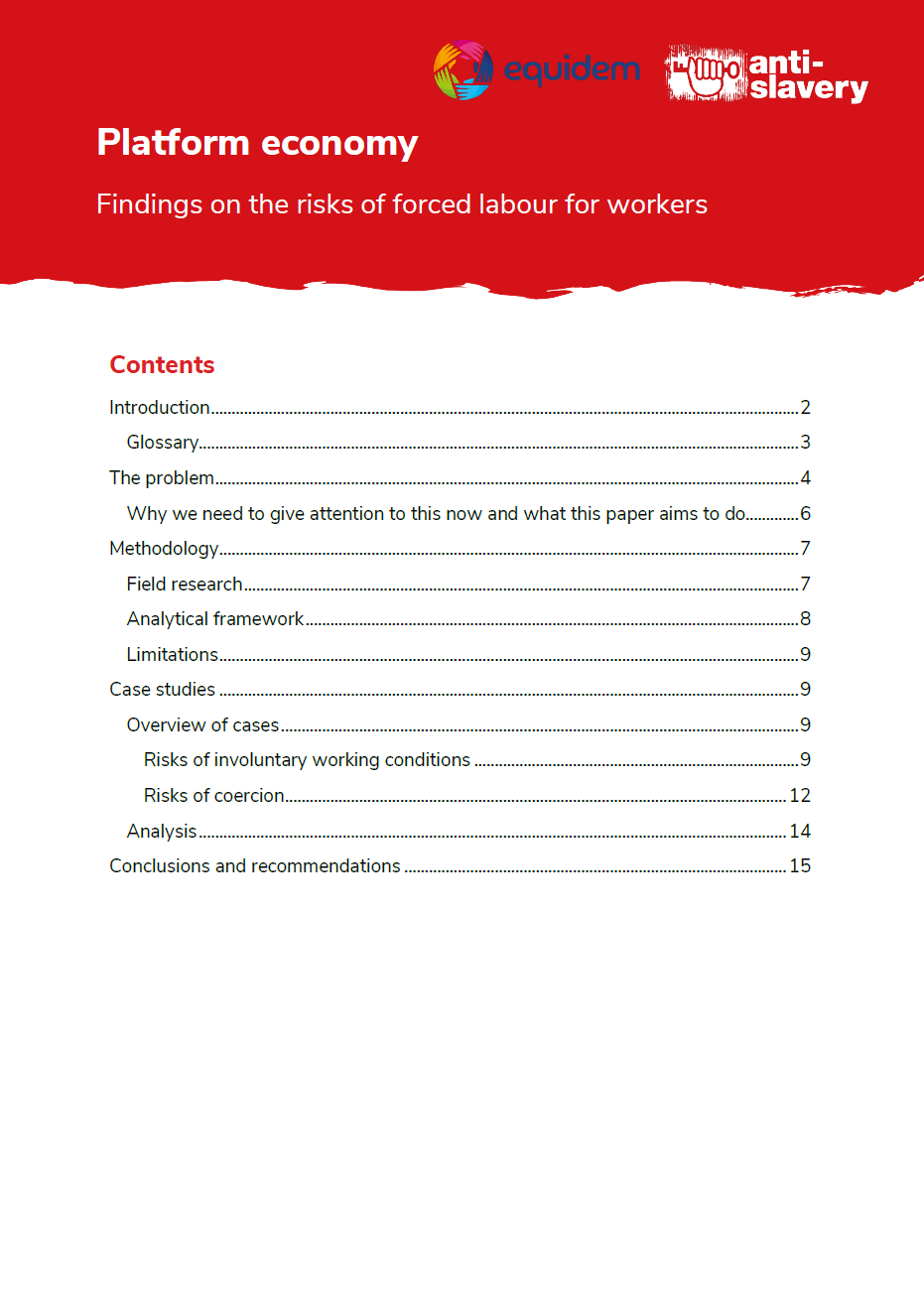 Platform economy: findings on the risks of forced labour for workers cover