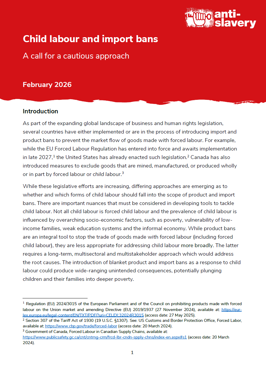 Child labour and import bans: a call for a cautious approach cover